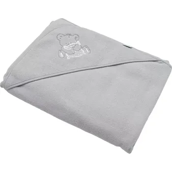 Dětská froté osuška s kapucí a výšivkou 100 × 100 cm – šedá myška