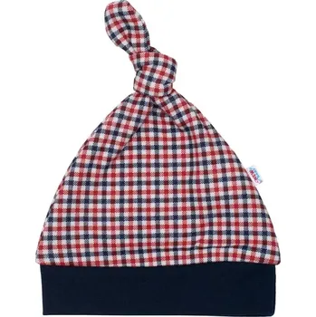 Kojenecká čepice Dojenecká bavlněná čepička New Baby Checkered 9–12 měsíců