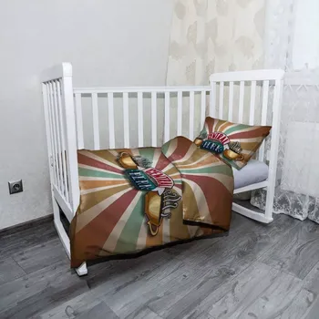 Povlečení Sablio Mikroplyšové dětské povlečení do postýlky Seriál přátelé CENTRAL PERK Abstrakce - 120x90 / 40x60