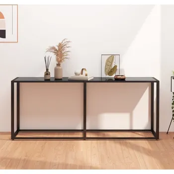 Konferenční stolek zahrada-XL Konzolový stolek černý 180 x 35 x 75,5 cm tvrzené sklo 331683
