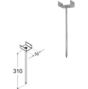 Tesařské kování DOMAX PD podpěra na střešní latě Žárový zinek (ZNO) PD 310/50 - 50 x 310 x 1.5 mm (10 ks)