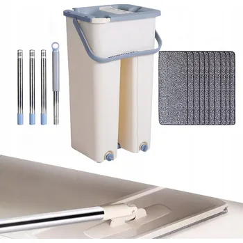 mop PLOCHÝ MOP SE ŽDÍMAČEM a DVOUKOMOROVÝM KYBLEM, náhrady z mikrovlákna