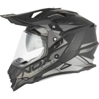 Helma na motorku Enduro přilba N312 TRACK, NOX (černá matná, stříbrná) 2026