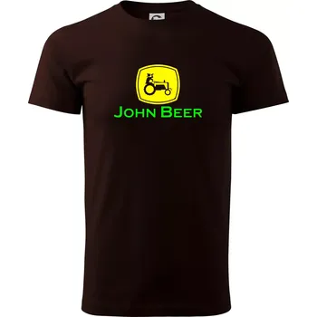John Beer traktor - Klasické pánské triko vyšší gramáže - XS ( Kávová )