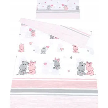 Povlečení Dětské povlečení do postýlky 100/135 cm - hrošíci růžoví