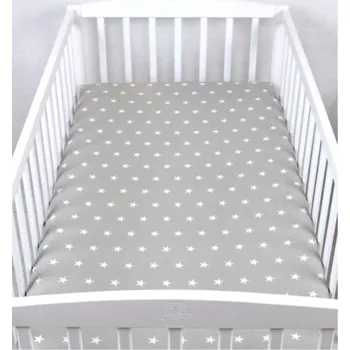 Dětská postýlka Prostěradlo bavlněné s gumkou 120/60 cm - šedá hvězda