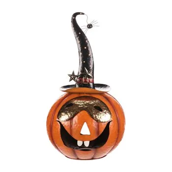 Dýně strašidelná - kovová dekorace, oranžová (cs)