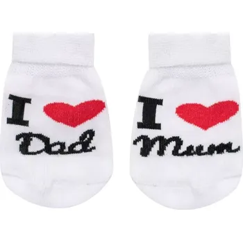 Dětské bavlněné ponožky I Love Mum & Dad bílé (vel. 62, 3–6 měsíců)