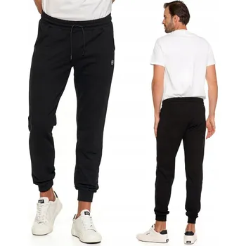 Pánské tepláky Moraj černé bavlněné XL s nášivkami