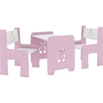 Dětský pokoj Stůl + 2 dvě židle - méďa růžový