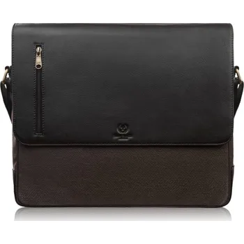 Paolo Peruzzi Pánská taška přes rameno na notebook z pravé kůže a textilie Peruzzi; hnědá