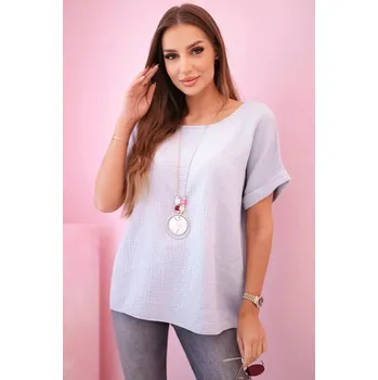 Dámská halenka Mušelínová halenka s náhrdelníkem fuchsie UNI