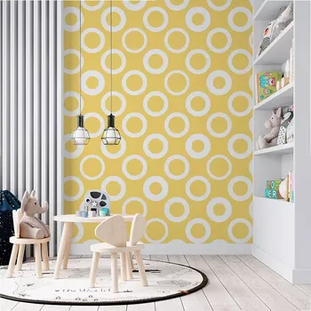 Tapeta Sablio Tapeta Bílé kruhy na žluté - 336x220 cm