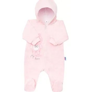 Kojenecký overall Dětský semišový overal s kapucí NEW BABY Sweetheart růžový 74 (6–9 měsíců)