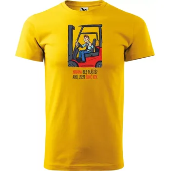 Pánské tričko Sablio Tričko s potiskem pro řidiče VZV Hrdina bez pláště? Ano, jsem řidič VZV - žluté 2XL