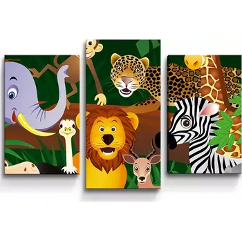 Obraz Sablio Obraz - 3-dílný Zvířátka - 75x50 cm
