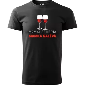 Pánské oblečení Sablio Tričko s potiskem Mamka nalévá - černé M