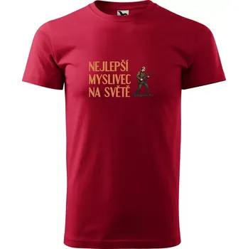 Pánské tričko Sablio Tričko s potiskem Nejlepší myslivec na světě - červené 5XL