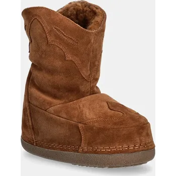 Dámská zimní obuv Semišové sněhule Inuikii Cowboy Embroidery hnědá barva, 75101-067 75101.067.Brown 88X, EUR 36