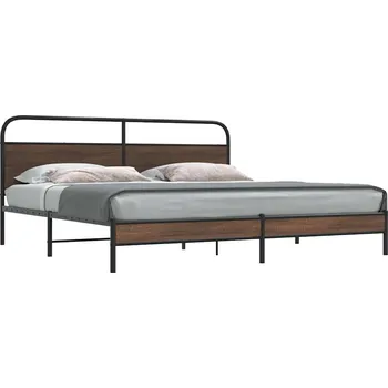 Postel zahrada-XL Kovový rám postele bez matrace hnědý dub 200 x 200 cm 3318702