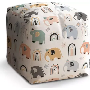 Taburet Sablio Taburet Cube Animovaní sloni: 40x40x40 cm