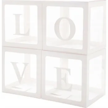 Balónek Krabičky na balónky LOVE bílé, baby shower, dekorace