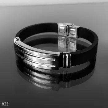 Náramek Pánský náramek z oceli a pryže č. 825