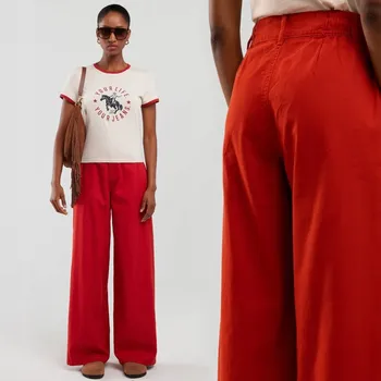 Dámské kalhoty BIG STAR DÁMSKÉ ŠIROKÉ KALHOTY S LNM ČERVENÉ MALU 704 W29 L30