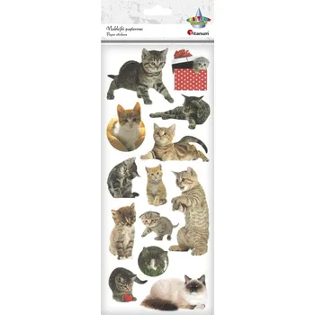samolepka Papírové Samolepky kočky se třpytkami 13 ks Titanum