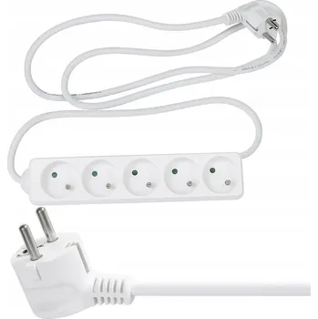 Napájecí kabel Prodlužovací Kabel přívod s lištou RANGERS 1,5 m 5 ks zásuvek bílý