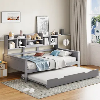 Postel Jednolůžková dřevěná postel Arhatreya 90x200 cm šedá