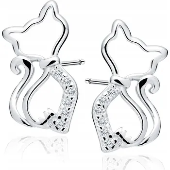 Náušnice STŘÍBRNÉ náušnice S KOČKOU Puzetky kočky KOČKA stříbro 925