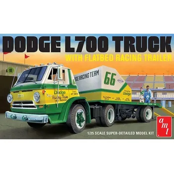autíčko Model Plastový - Nákladní auto 1:25 1966 Dodge L700 Truck s valníkem Racing T