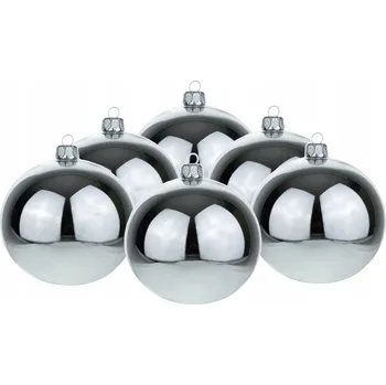 Vánoční dekorace Skleněné Vánoční Baňky na Vánoční Stromeček Stříbrný Lesk 6 Ks 8 cm