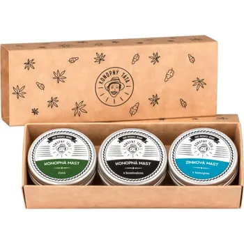 Bylinná léčivá mast Konopný táta Trojbalení mastí konopná mast čistá/konopná mast s kostivalem/zinková mast s konopím 3x 15 ml