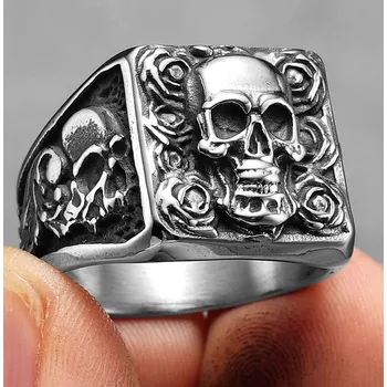 Prsten Prsten lebka - ocelový (22) (Prstýnek lebka (ocel))