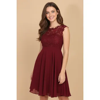 Dámské šaty EVA & LOLA Koktejlové Šaty MAELYS vínové Barva: Vínová, Velikost: S