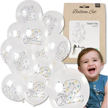 Balónek Balónky ORIGAMI 2. NAROZENINY průhledné x12