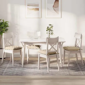 Bytový textil Polštáře na sedadla 4 pcs Krémová 40 x 40 x 6 cm Mikrovlákno