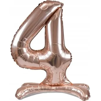 Balónek Fóliový balónek stojící číslice 4, růžové zlato, 90 cm