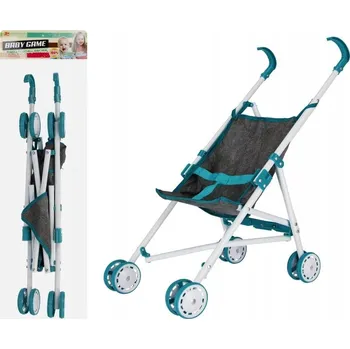 Kočárek pro panenku MEGA CREATIVE Kočárek pro panenky skládací kovový šedo-mentolový 536566