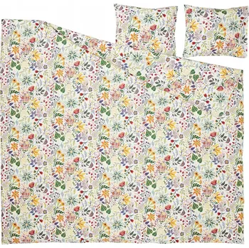 Povlečení IKEA STRANDLUMMER Povlečení 200x200 cm a 2 povlaky na polštáře 50x60 cm, květinový vzor