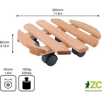 Květináč Podložka pod květináč kruhový - 30 cm Country buk kaštan (nosnost 100kg)