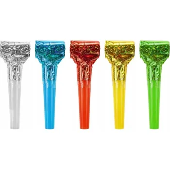 Party dekorace Narozeninová trubka pískací hračka 5ks barevné HOLO