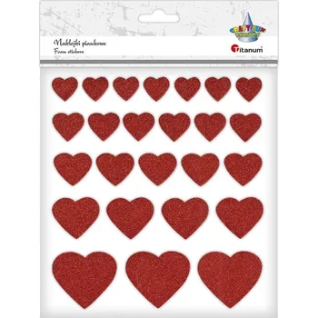samolepka SAMOLEPKY PĚNOVÉ SAMOLEPKY S VESKEM SRDÍČK 25 KS TITANUM