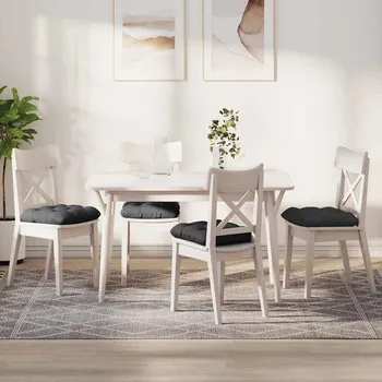 Bytový textil Polštáře na sedadla 4 pcs Tmavě šedá 40 x 40 cm Žebrovaná látka