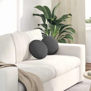 Polštáře na sedadla 2 pcs Tmavě šedá Ø 30 cm Žebrovaná látka