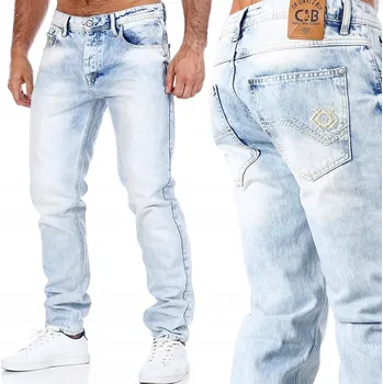 Pánské džíny Cipo Baxx Kalhoty Cipo Baxx Džíny Světlé Šoupané IceBlue pánské džíny rovného střihu velikost 30/32