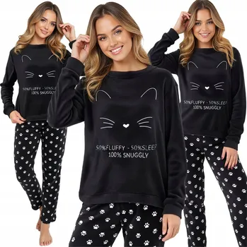 Dámské pyžamo Dámské pyžamo Margo polyester černé, velikost L