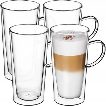 Sklenice Sklenice na kávu a čaj Kadax Duo Latte s dvojitou stěnou 4x470 ml